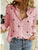 European And American Loose Button Printed Long-Sleeved Shirt