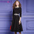 TESSCARA Women Autumn & Winter Elegant Office Dress Female Cocktail Party Robe High Quality Ladies Designer Cloth