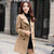 FTLZZ Women Wool Blend Warm Long Coat Plus Size Female Slim Fit Lapel Woolen Overcoat Autumn Winter Cashmere