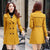 FTLZZ Women Wool Blend Warm Long Coat Plus Size Female Slim Fit Lapel Woolen Overcoat Autumn Winter Cashmere