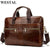 WESTAL Bag men's Genuine Leather briefcase man laptop bag natural Leather for men
