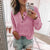 Fanbety Women Autumn Long Sleeve Button Rib Blouse Elegant 2020 winter casual solid color basic shirt