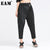 [EAM] 2020 High Elastic Waist Black Irregular Split Harem Trousers New Loose Fit Pants Women Fashion Tide Spring Summer