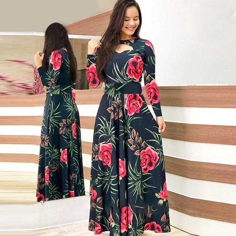 2020 Flower Print Winter Dress Woman Casual Bohemia Long Sleeve Dresse SeloYoha 2020 Flower Print Winter Dress Woman Casual Bohemia Long Sleeve Dresse SeloYoha