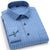 Men's Fashion Brushed Plaid Striped Shirts Single Patch Pocket Long Sleeve Standard-fit