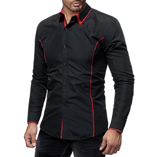 Long Sleeve Shirt Men Korean Slim Double Collar Design Solid Casual Dr SeloYoha Long Sleeve Shirt Men Korean Slim Double Collar Design Solid Casual Dr SeloYoha