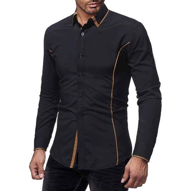 men long sleeve korean slim design dress shirt Summer Casual Korean Thin Long Sleeve Solid Color British Slim Man's Dress Shirt - Men's T-Shirts and Shirt for Men price
