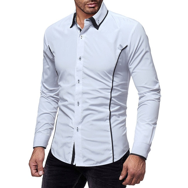 Long Sleeve Shirt Men Korean Slim Double Collar Design Solid Casual Dr SeloYoha Long Sleeve Shirt Men Korean Slim Double Collar Design Solid Casual Dr SeloYoha