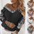 Women's Winter Sweater Off Shoulder Solid Patchwork Pullover Casual Loose Sweaters