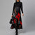 Elegant Women Vintage Long Dress V-Neck A-Line Dress Autumn Winter Long Sleeves Slim Party Dresses