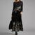 Elegant Women Vintage Long Dress V-Neck A-Line Dress Autumn Winter Long Sleeves Slim Party Dresses