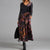 Elegant Women Vintage Long Dress V-Neck A-Line Dress Autumn Winter Long Sleeves Slim Party Dresses