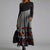 Elegant Women Vintage Long Dress V-Neck A-Line Dress Autumn Winter Long Sleeves Slim Party Dresses